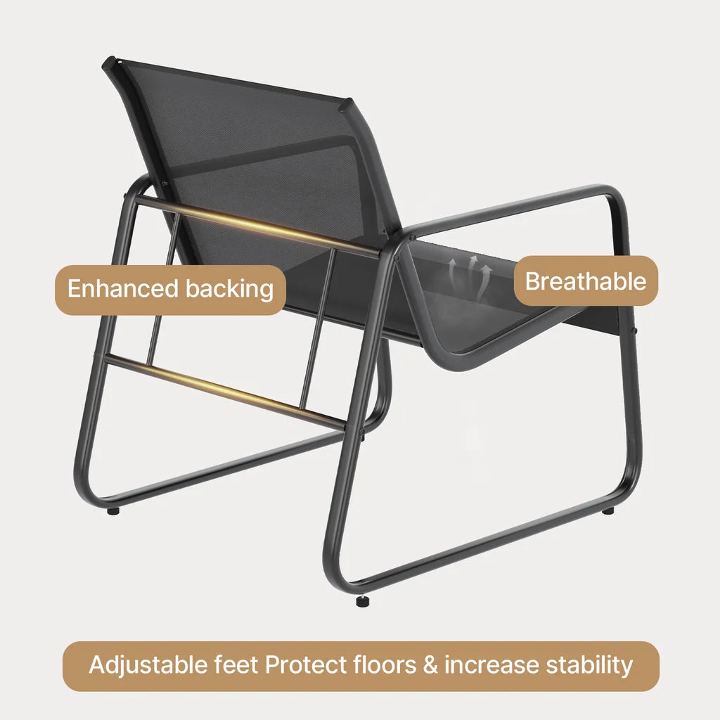 3 Pieces Textilene Patio Furniture Set with Tea Table H576825