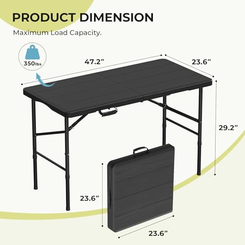 Black 4ft Folding Table B834