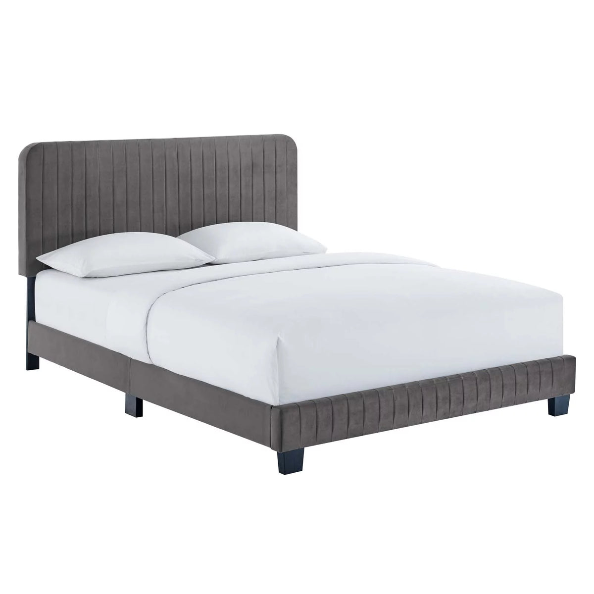 King Channel Tufted Performance Velvet Platform Bed E4383