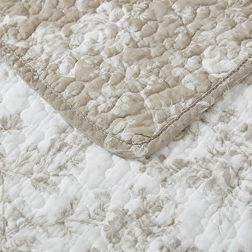 Queen Quilt Set, Reversible Floral Cotton Bedding with Matching Shams N608