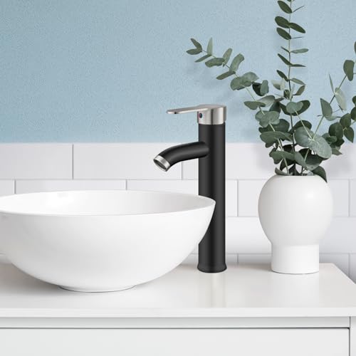 Matte Black Single Handle Vessel Sink Faucet with Pop Up Drain G84024