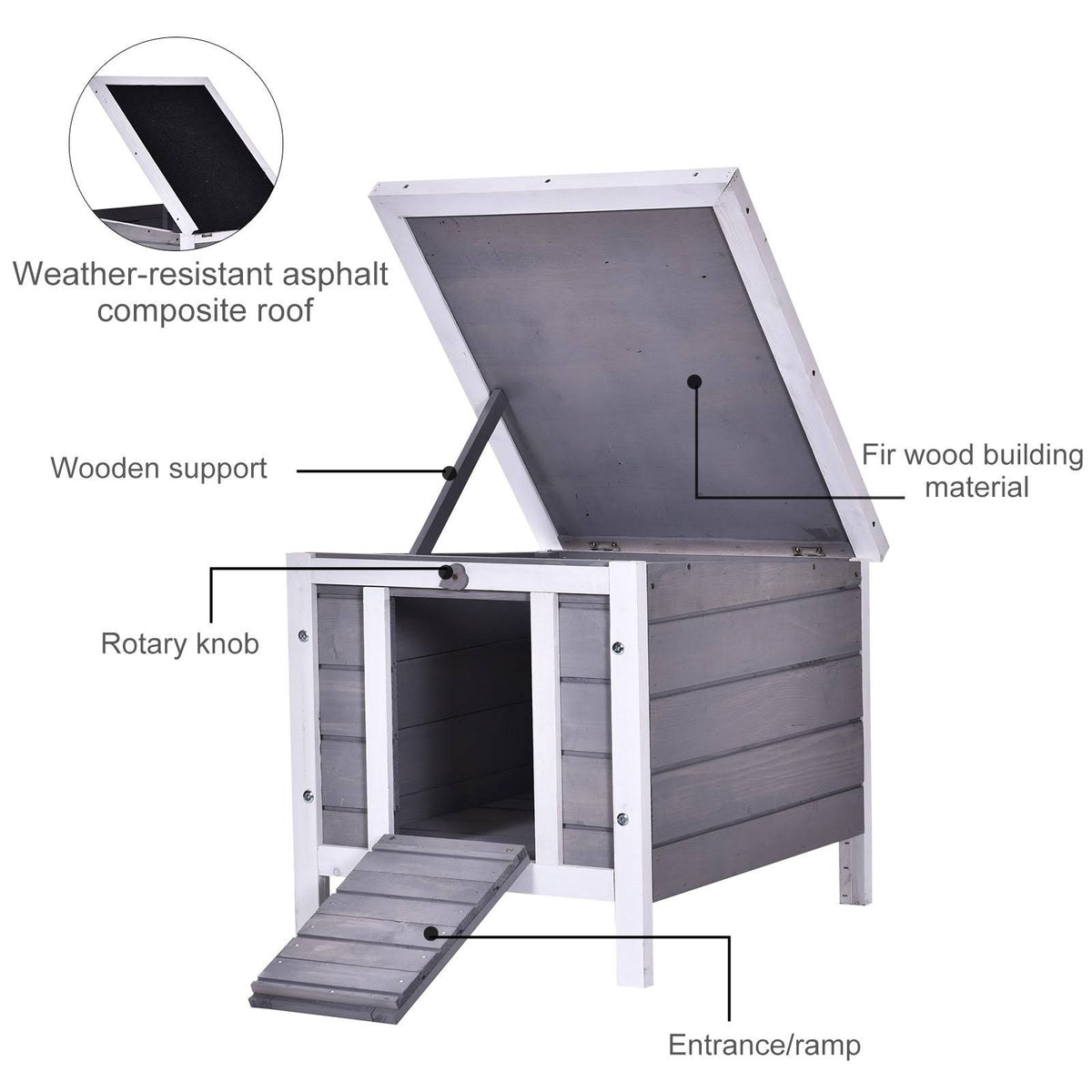 Grey Raised Wooden Pet House S889805