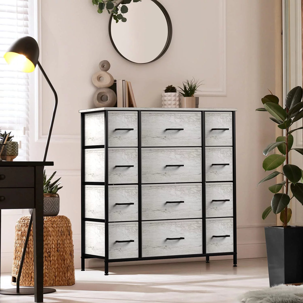 12 Drawer Storage Dresser with Fabric Bins G931