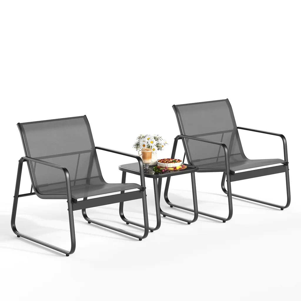 3 Pieces Textilene Patio Furniture Set with Tea Table H576825