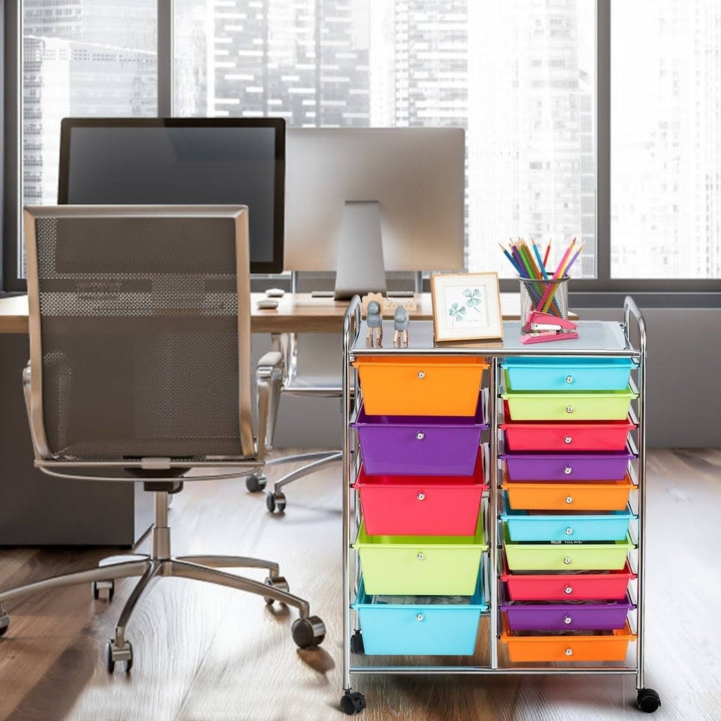 15-Drawer Utility Organizer Rolling Cart with Wheels U9535