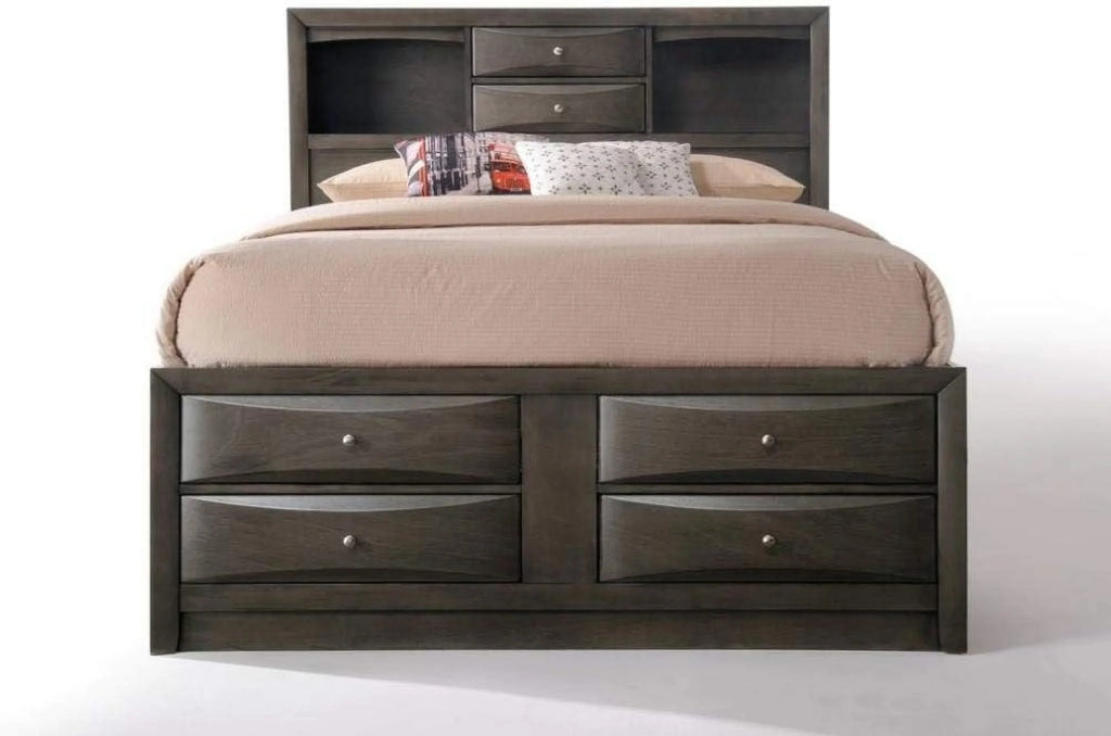 King Captain's Bed Gray Oak S7975