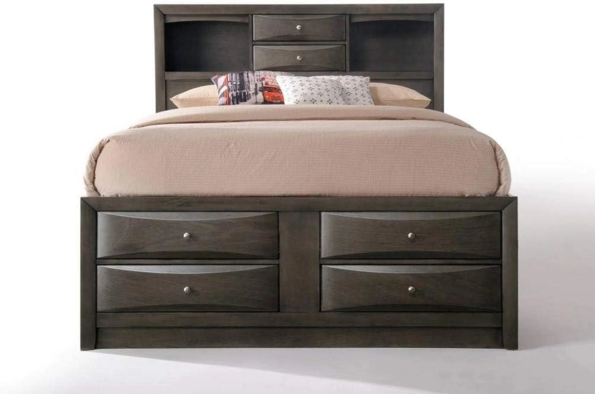 King Captain's Bed Gray Oak S7975