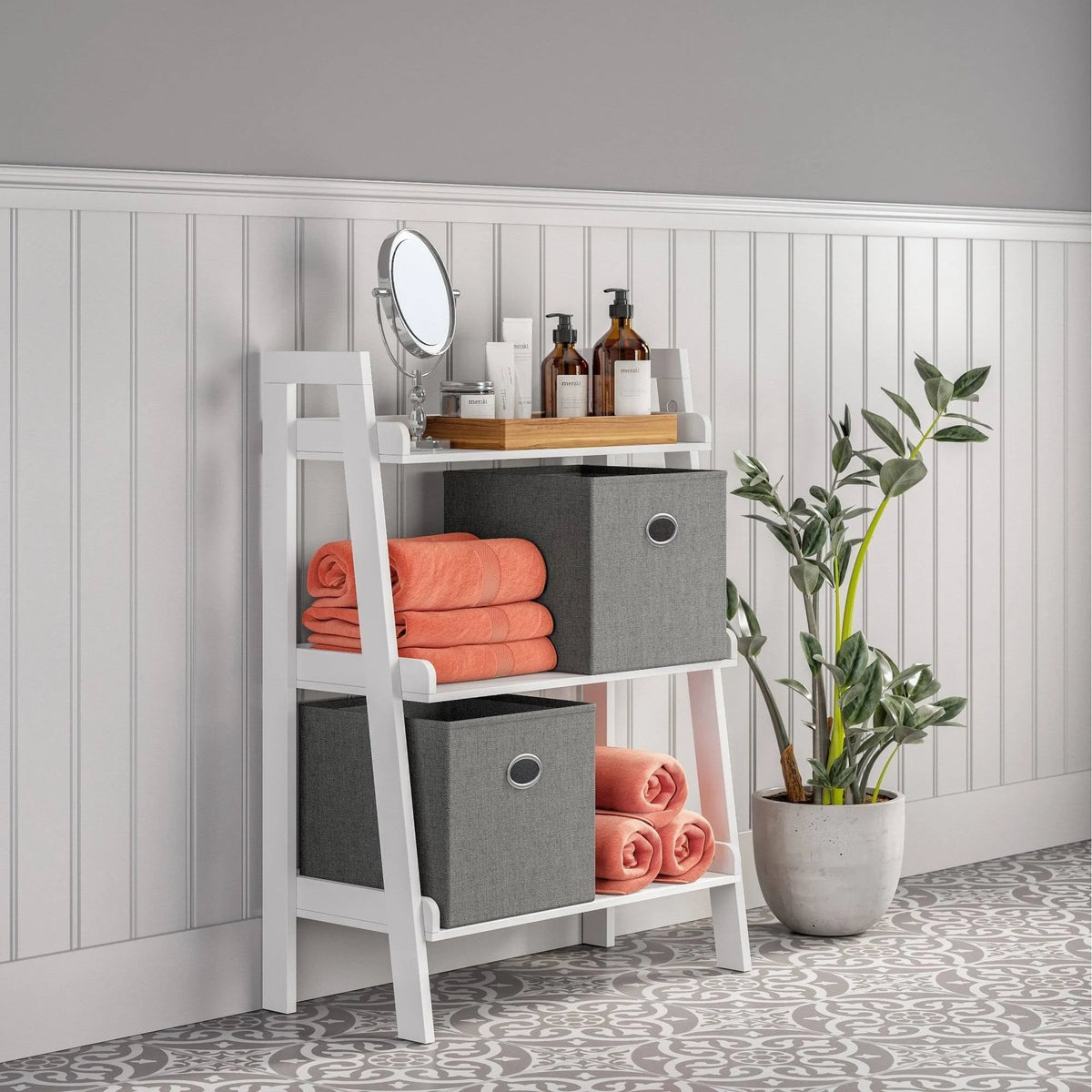 3-Tier Ladder Shelf, Gray S58541
