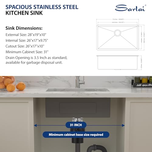 28 Inch Gold Undermount Stainless Steel Kitchen Sink M664210