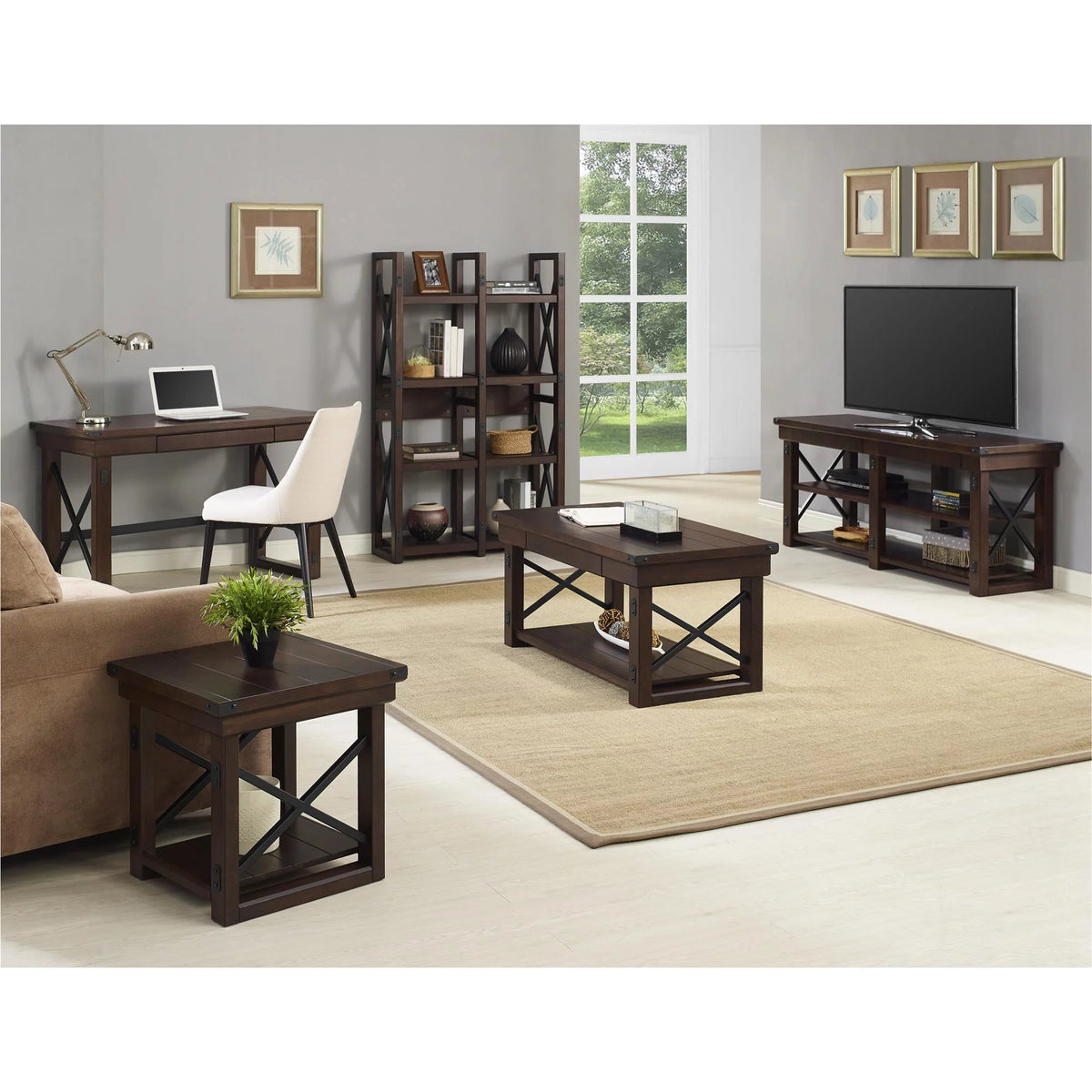 Espresso Wood Veneer Bookcase/Room Divider F224