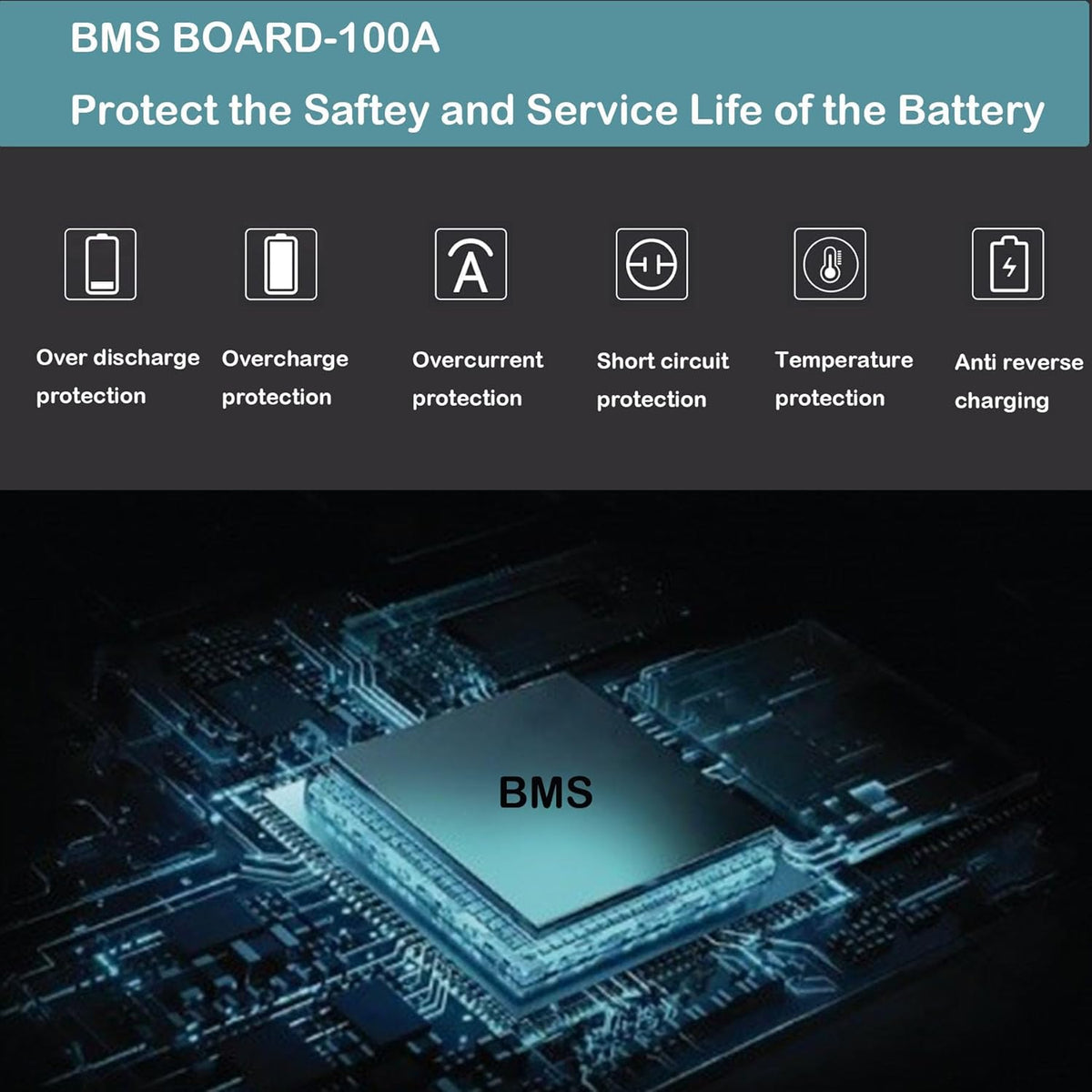 12V 100AH LiFePO4 Lithium Battery 100A BMS U890282