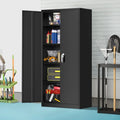 72 inch Black Metal Garage Storage Cabinet with Locking Doors P9963