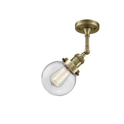 Antique Brass Clear Globe Semi Flush Mount Light Y59782