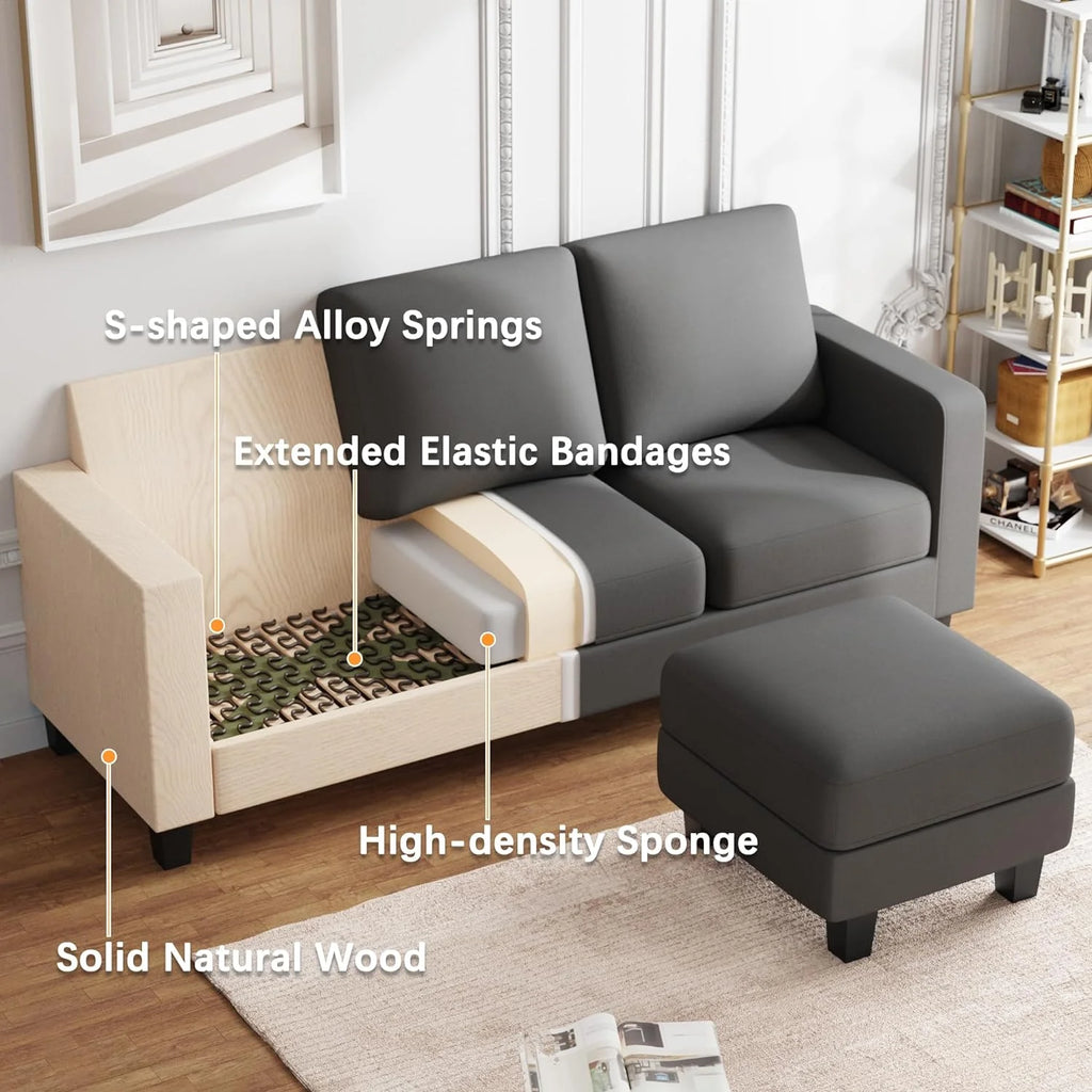 L Shaped Convertible Sectional Sofa with Ottoman Dark Gray M118797