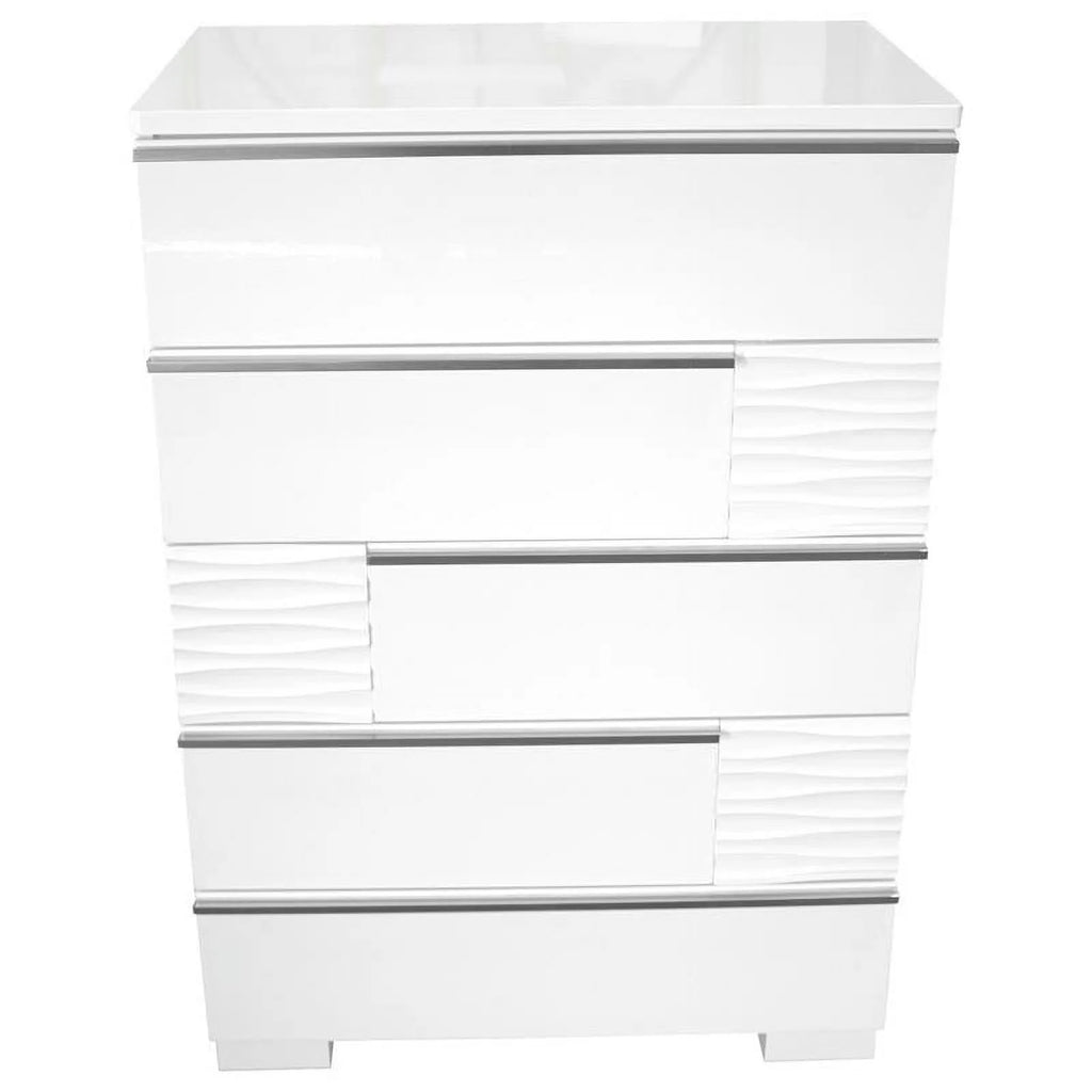 White 5 Drawer Poplar Wood Bedroom Chest N43803