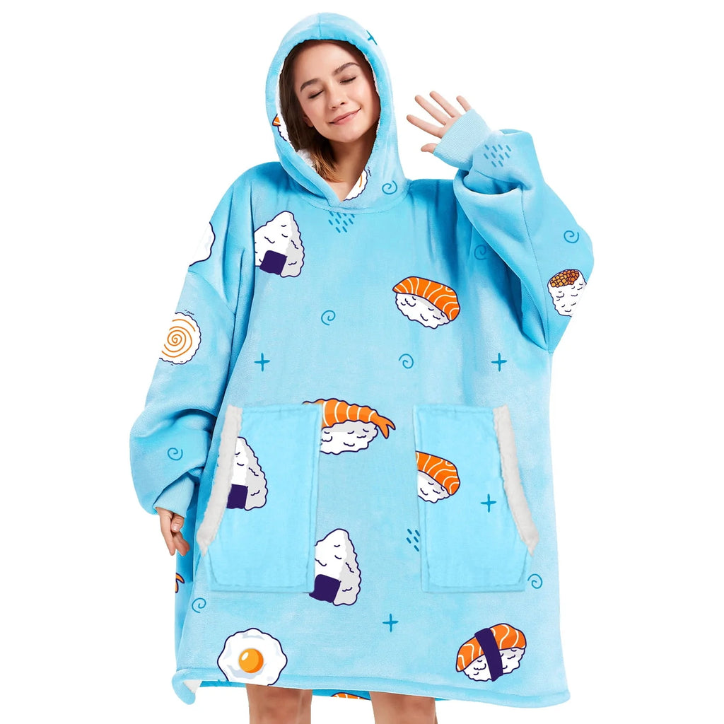 Oversized Sherpa Blanket Hoodie R7476