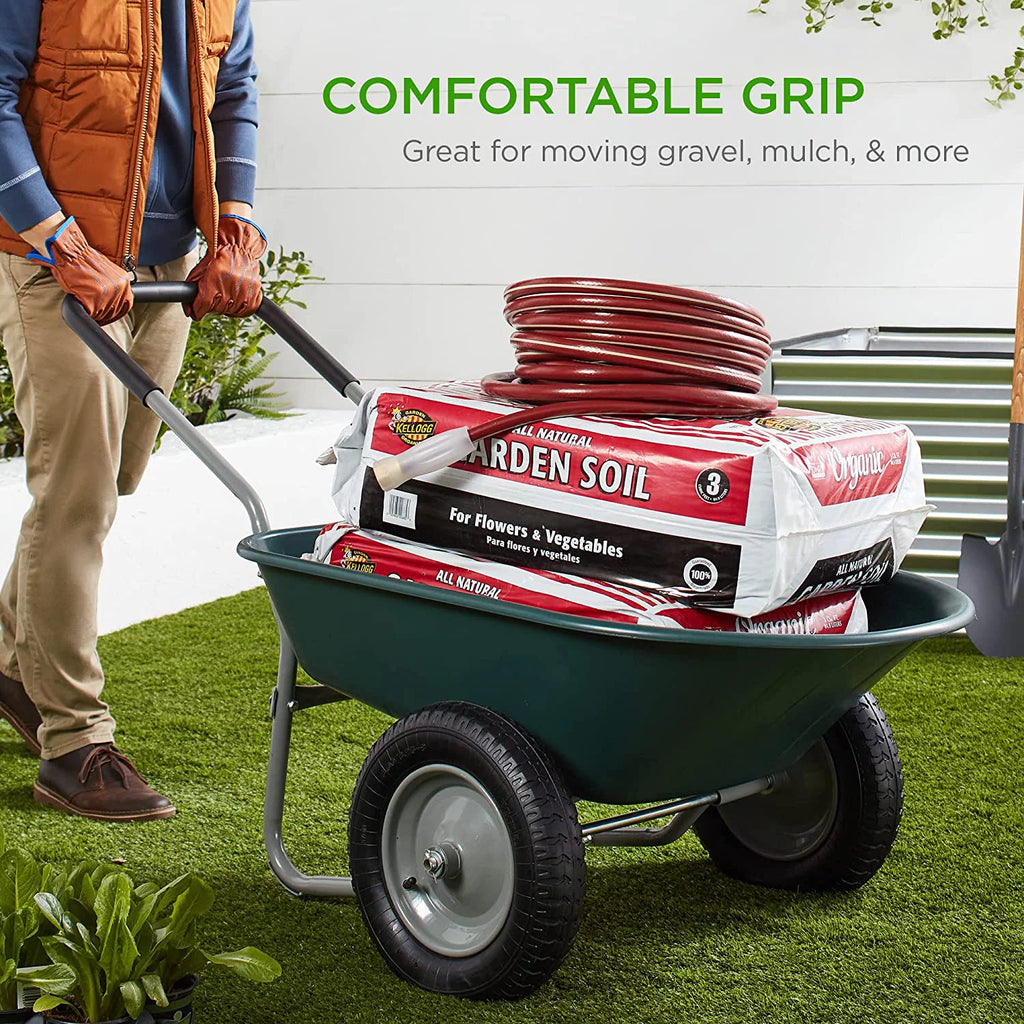 Green Dual-Wheel Wheelbarrow Garden Cart M721707