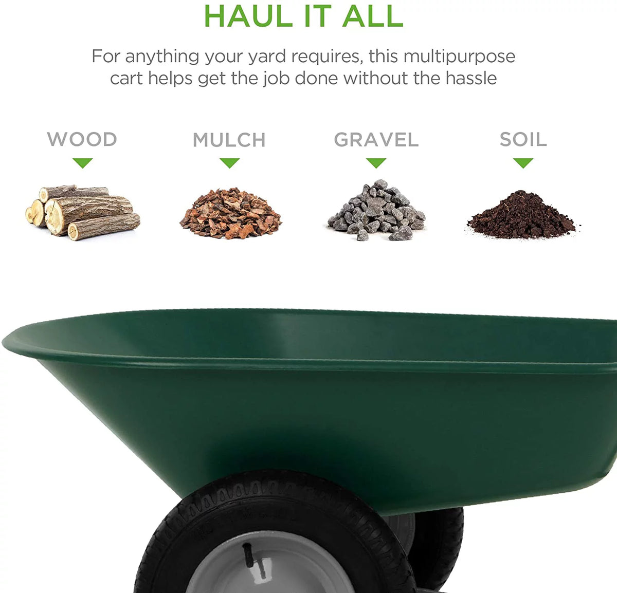 Green Dual-Wheel Wheelbarrow Garden Cart M721707
