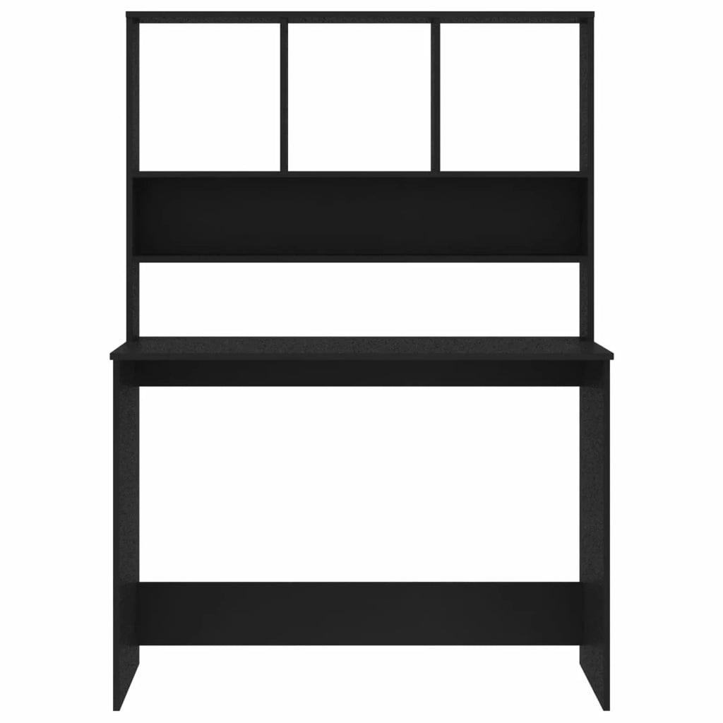 Black Engineered Wood Desk with Shelves Y337