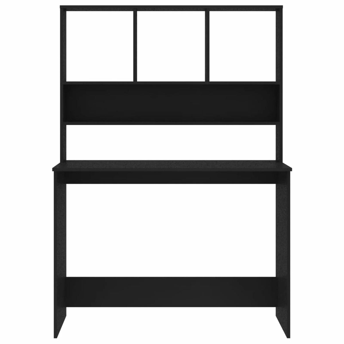 Black Engineered Wood Desk with Shelves Y337