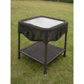 Wicker Glass Top Side Table Black S6010