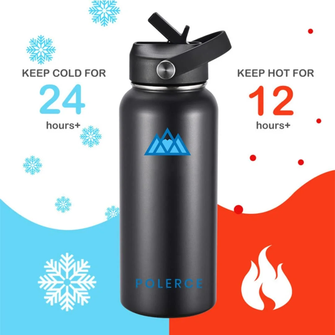 White 12 Oz Stainless Steel Vacuum Insulated Bottle with 3 Lids K210741