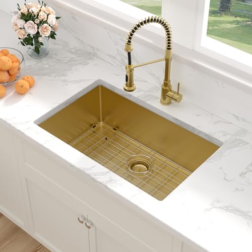28 Inch Gold Undermount Stainless Steel Kitchen Sink M664210