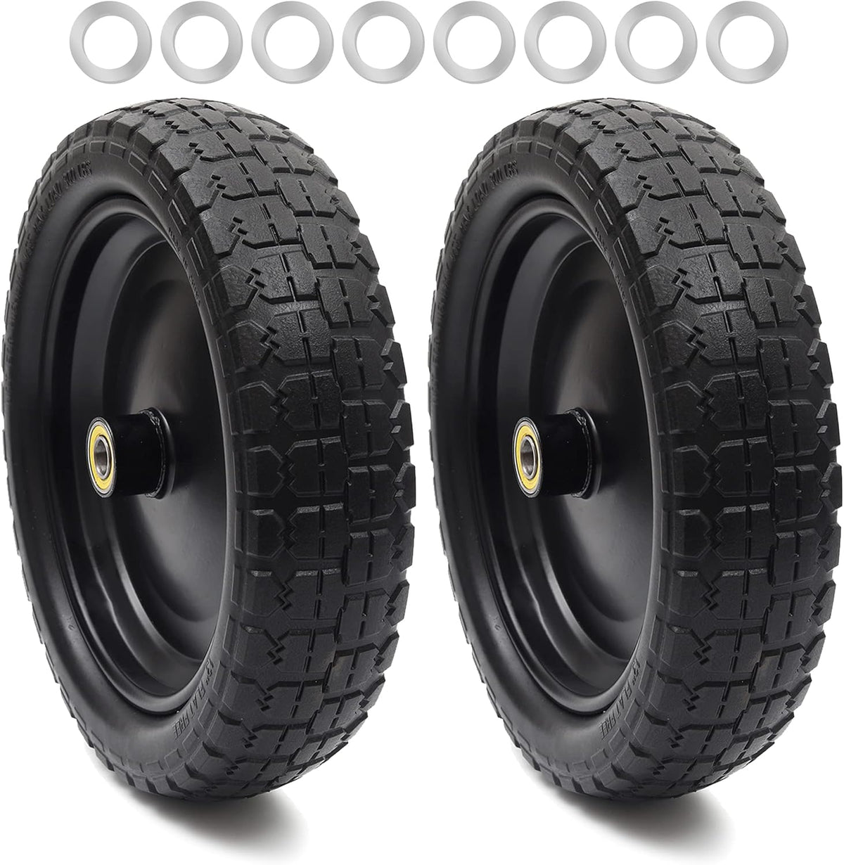 13'' Solid Polyurethane Flat-Free Tire and Wheel Assemblies 2-Pack U590