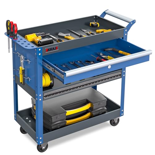 Blue 3 Tier Rolling Tool Cart with Drawers X2366