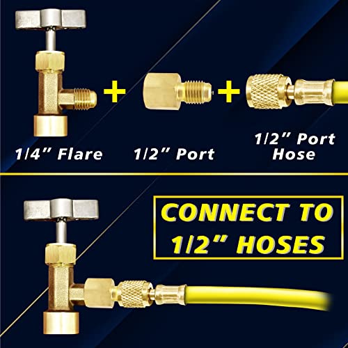 R1234YF Self-Sealing Puncture Style Refrigerant Can Tap Valve with Hose Adapters F79519