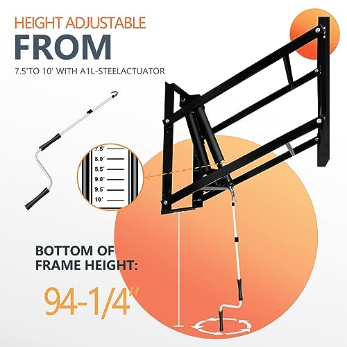 Basketball Hoop Wall Mounted Adjustable-Height with 60''x36'' Tempered Glass Backboard Breakaway Rim and Net X74580