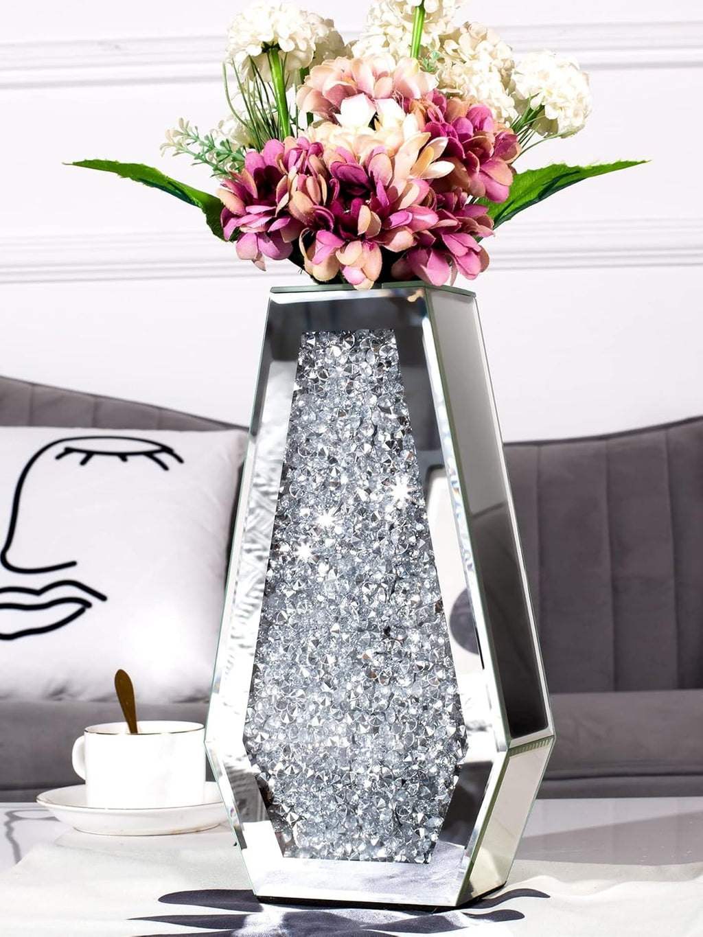 Mirrored Console Table, Silver, 31.5'' Long Accent Narrow Table Q146914