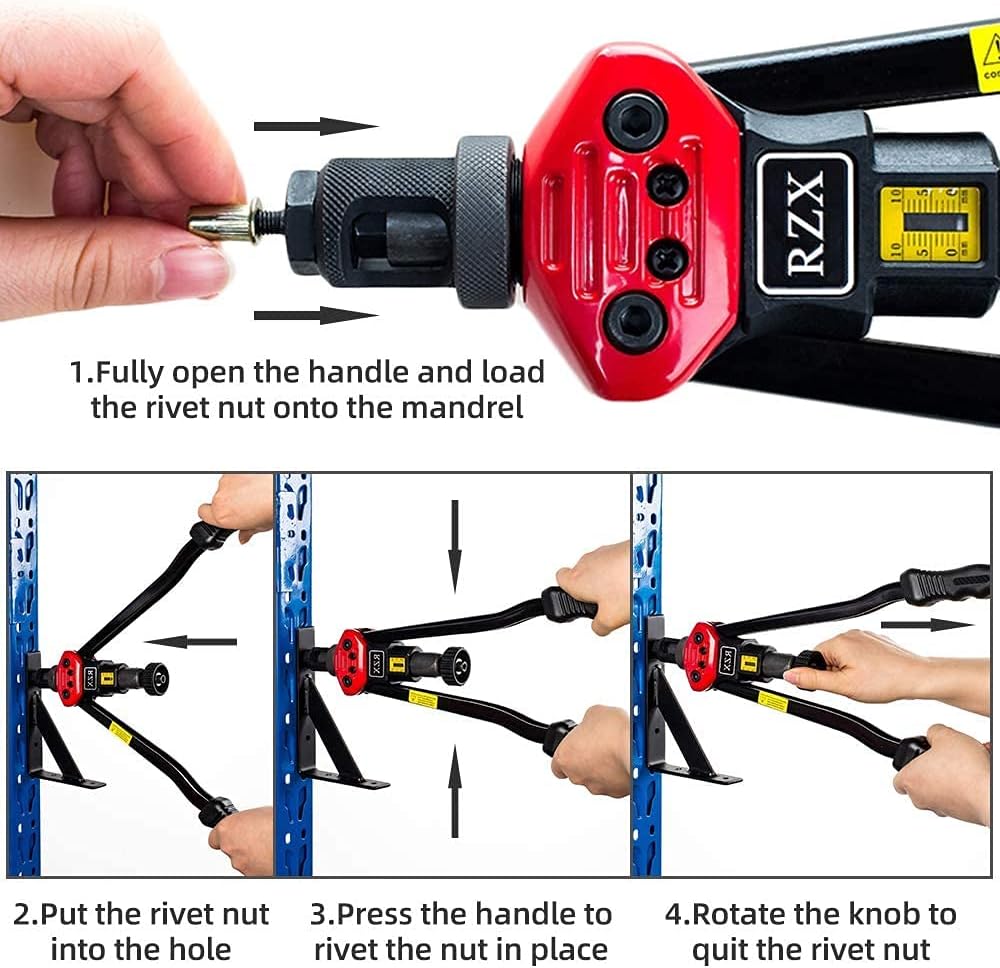 16 Rivet Nut Tool with 12 Mandrels and 115 Pcs Rivets Nuts E1913