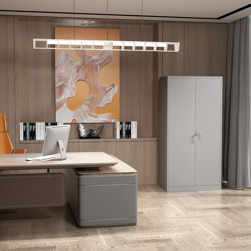72 Inches Grey Metal Storage Cabinet with 4 Adjustable Shelves C184