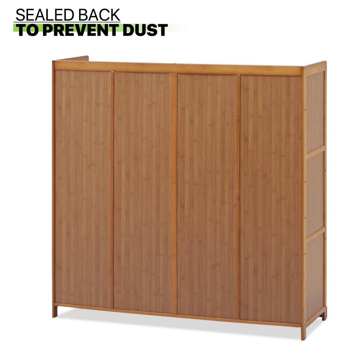 Bamboo 30 Pairs 7-Tier Shoe Cabinet with Folding Rattan Doors and Boots Compartments W866