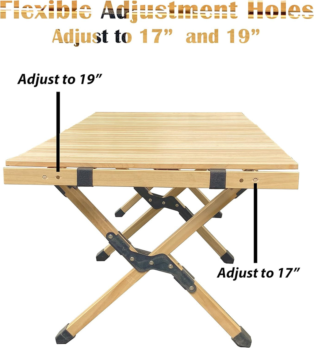 4ft Portable Folding Wood Picnic Table with Carry Bag U576255