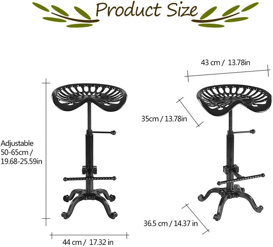 Cast Iron Tractor Seat Adjustable Height Swivel Bar Stool X5248