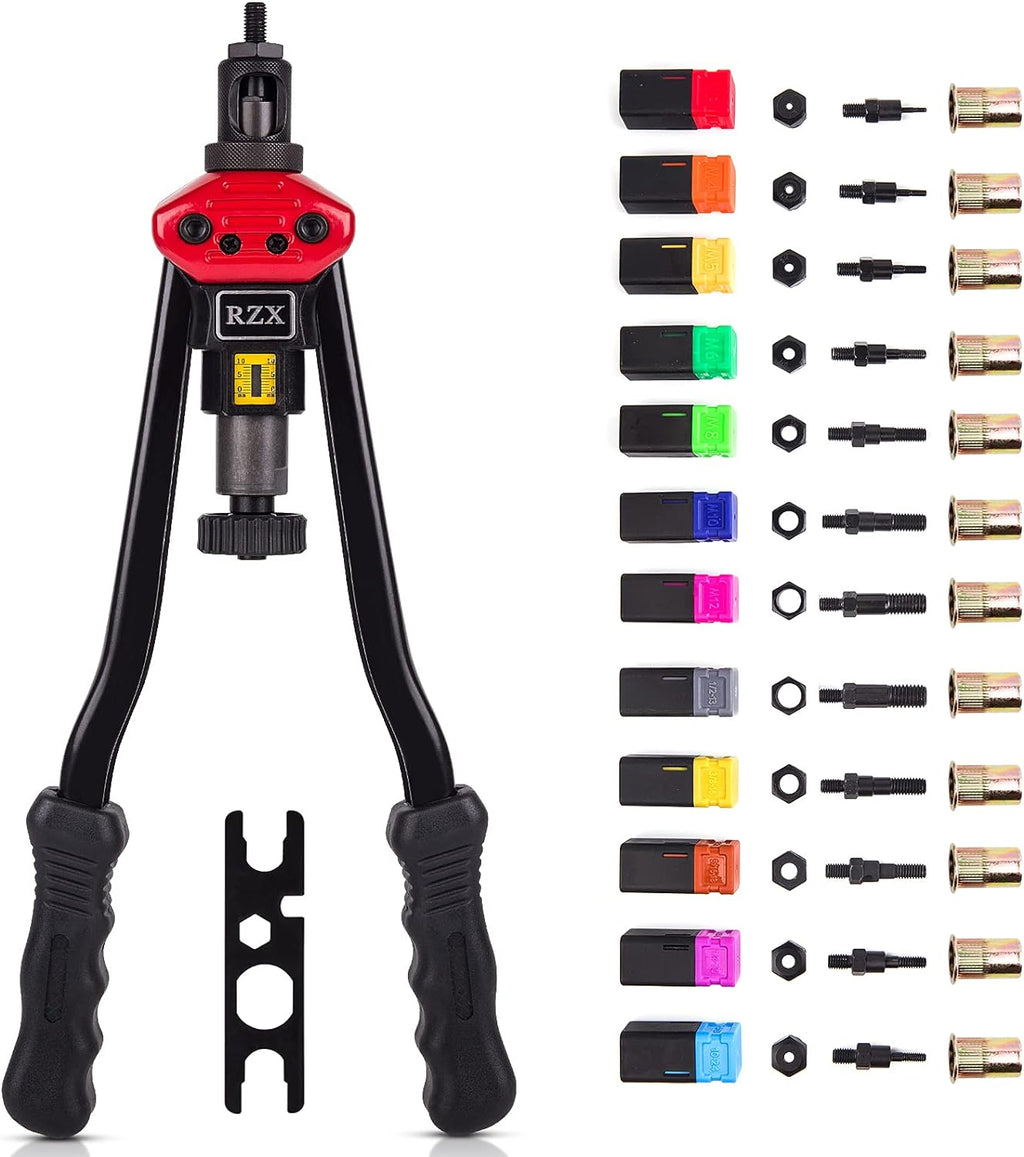 16 Rivet Nut Tool with 12 Mandrels and 115 Pcs Rivets Nuts E1913