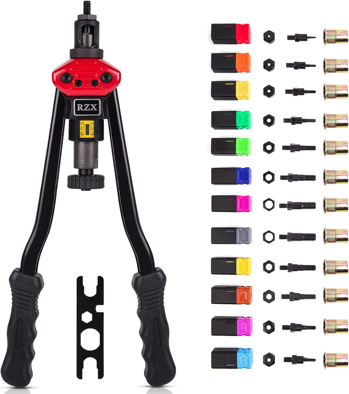 16 Rivet Nut Tool with 12 Mandrels and 115 Pcs Rivets Nuts E1913