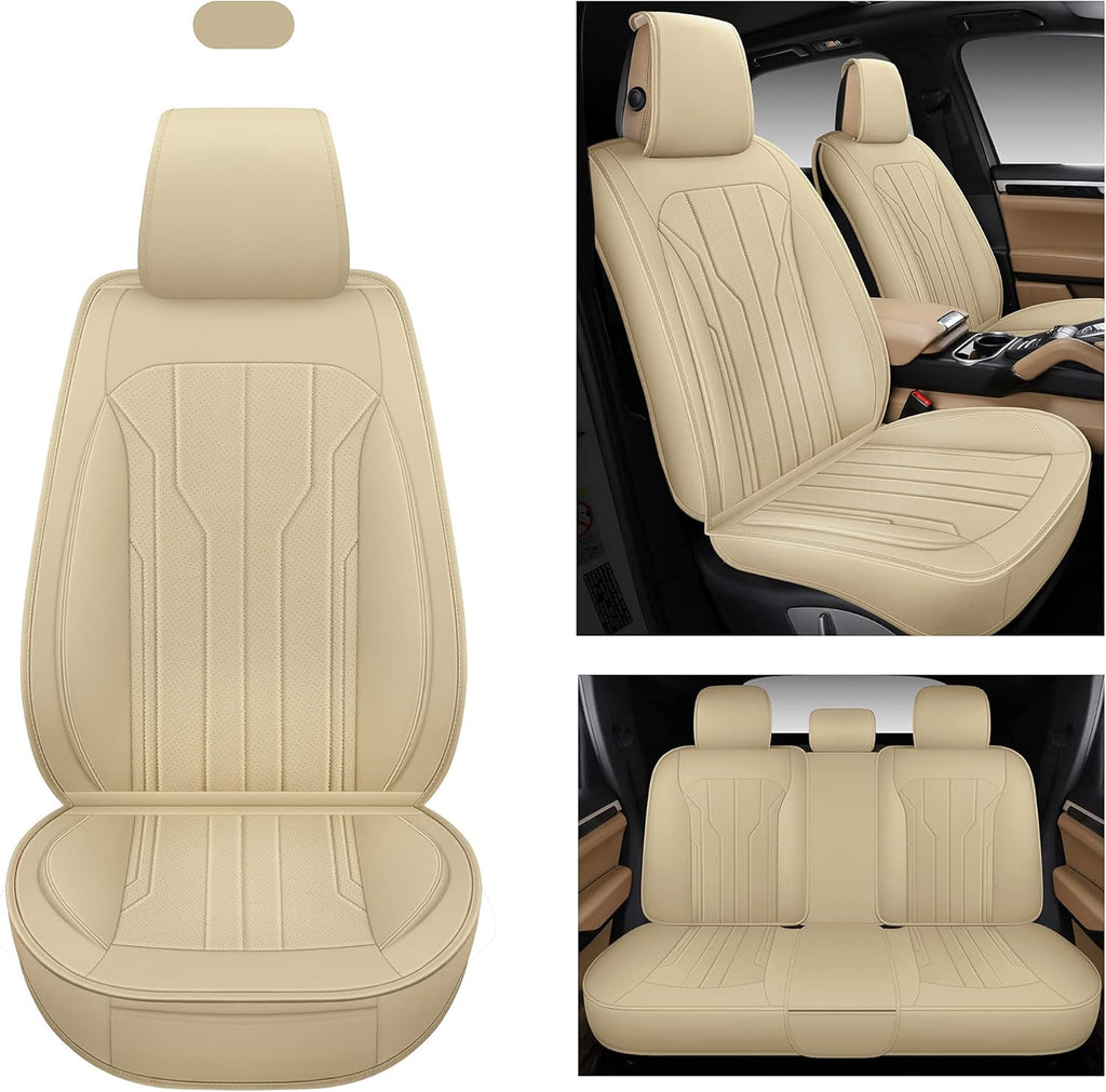 Leather Car Seat Covers Full Set Gray Y22806
