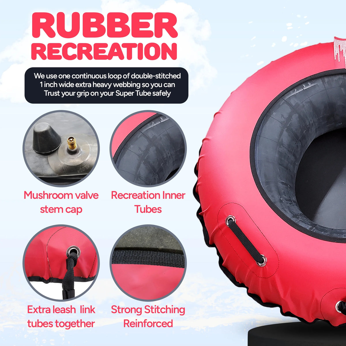 Red Heavy Duty Inflatable River Tube F155013