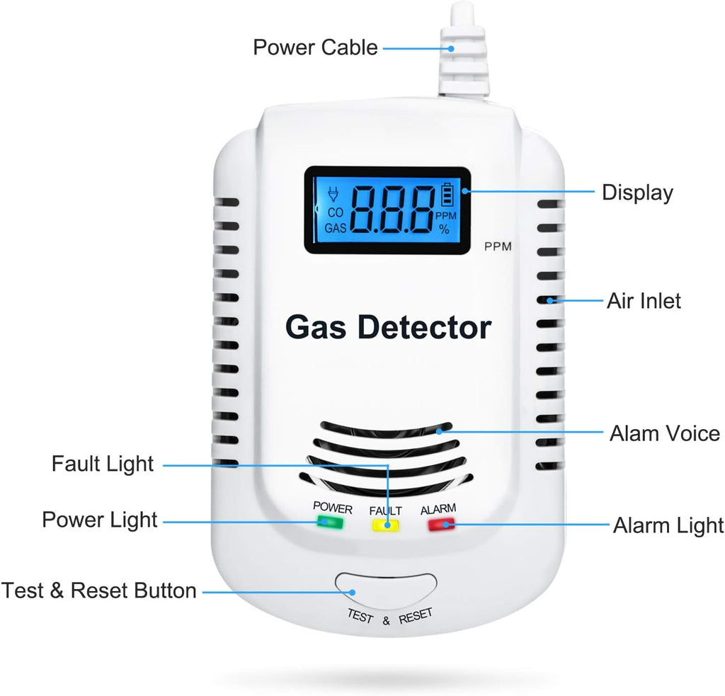 Combination Natural Gas and Carbon Monoxide Detector Plug in 2-in-1 Y205