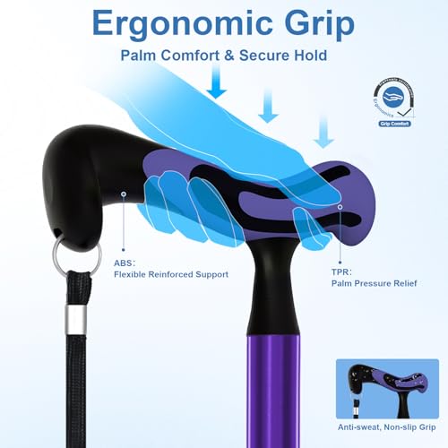 Foldable Adjustable Lightweight Walking Cane with Travel Bag D72174