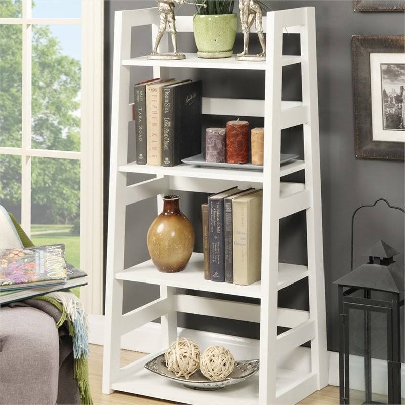White Four Shelf Wood Bookcase K369920