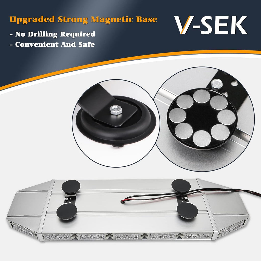 LED Rooftop Emergency Warning Strobe Light Bar Amber White J755