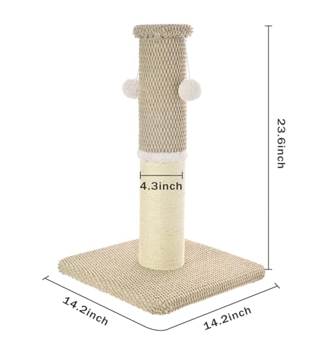33" Natural Sisal Cat Scratching Post, Dark Grey O44902