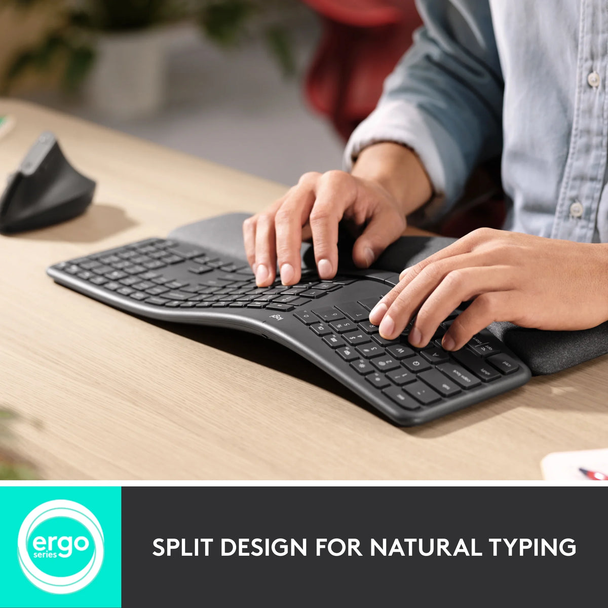 Graphite Ergonomic Split Keyboard with Wrist Rest R355960