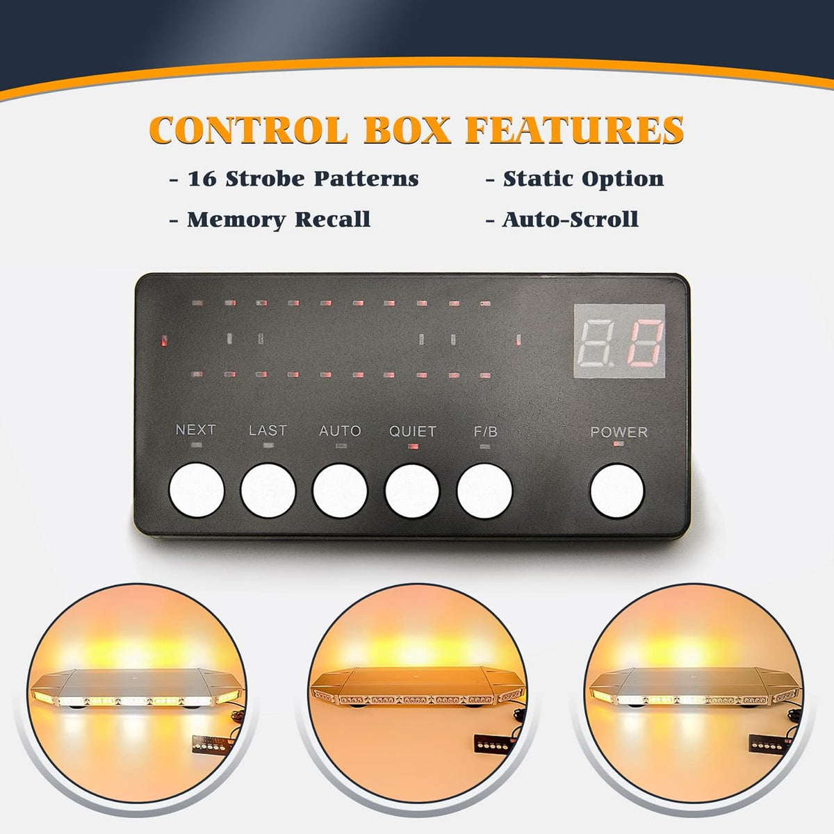 LED Rooftop Emergency Warning Strobe Light Bar Amber White J755