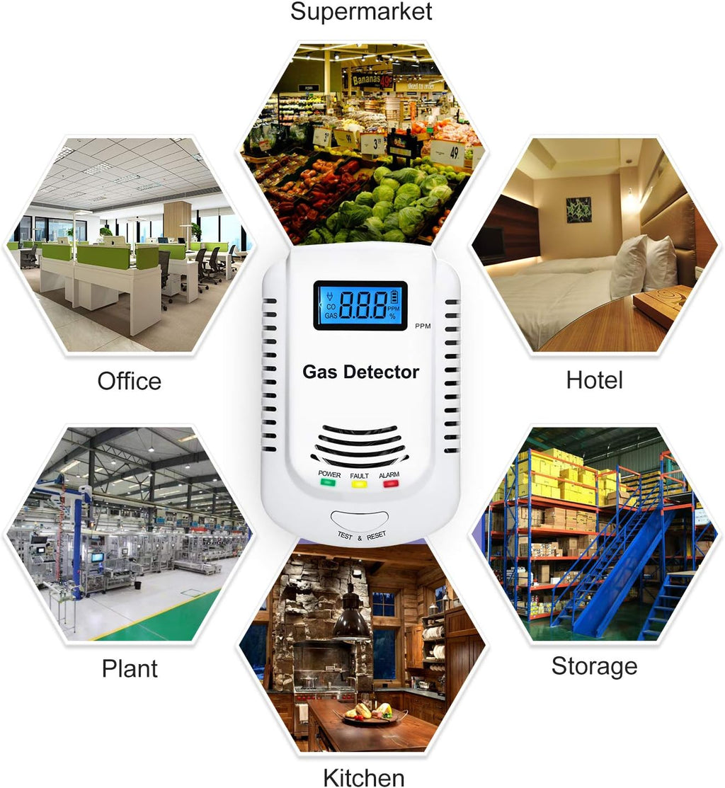 Combination Natural Gas and Carbon Monoxide Detector Plug in 2-in-1 Y205
