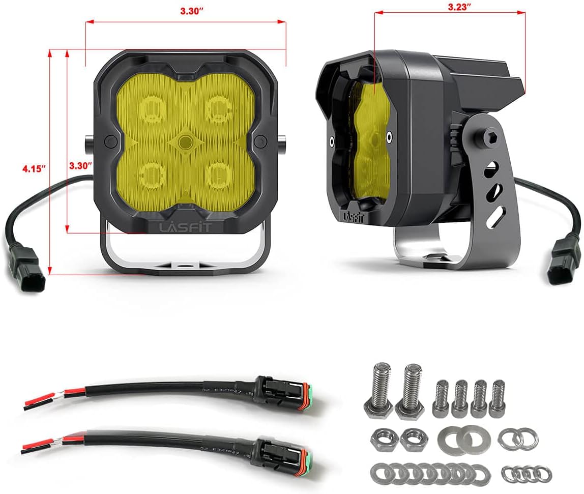 Yellow LED Pod Lights 3 inch 2pcs 18W 3700K R2600